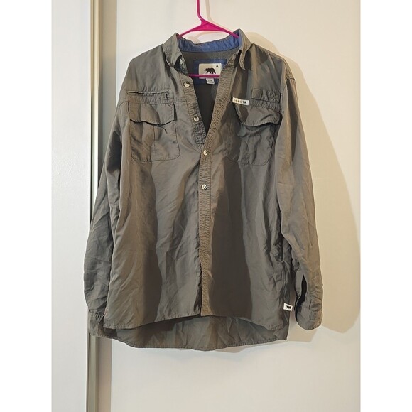 DAKOTA GRIZZLY Men's Outdoor Nylon Shirt Collared Zip Vented Size L - Picture 1 of 7